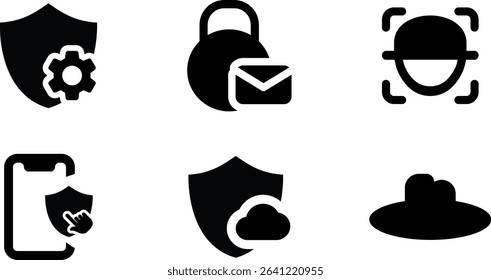 Minimalist Modern Rounded Filled Web Apps Security Icon with clean Filled and intuitive symbols