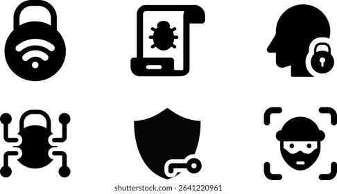 Minimalist Modern Rounded Filled Web Apps Security Icon with clean Filled and intuitive symbols