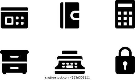 Minimalist Modern rounded filled workplace icon set with clean filled and intuitive symbols