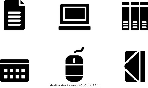 Minimalista Moderno conjunto de iconos de lugar de trabajo lleno redondeado con símbolos limpios e intuitivos