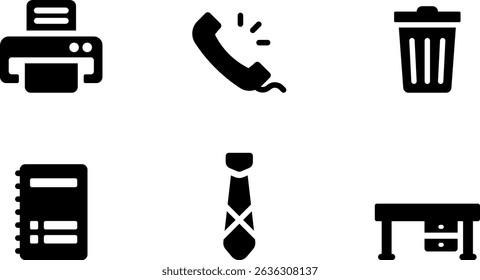 Minimalist Modern rounded filled workplace icon set with clean filled and intuitive symbols