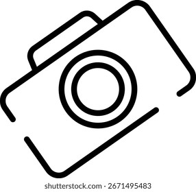 Minimalist Modern Rounded Outline Camera Icon with clean Filled and intuitive symbols