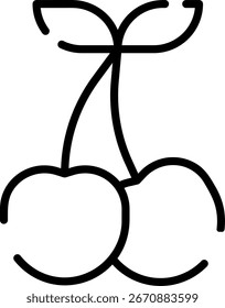 Minimalista Moderno Redondeado Icono de la cereza del contorno con símbolos limpios rellenos e intuitivos