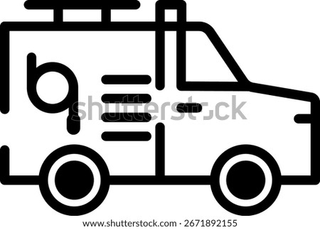 Minimalist Modern Rounded Outline Fire Truck Icon with clean Filled and intuitive symbols