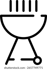 Minimalist Modern Rounded Outline Grill Icon with clean Filled and intuitive symbols