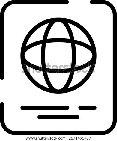 Minimalist Modern Rounded Outline Passport Icon with clean Filled and intuitive symbols