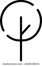 Icono de árbol de contorno redondeado moderno minimalista con símbolos limpios e intuitivos