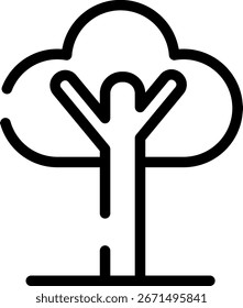 Icono de árbol de contorno redondeado moderno minimalista con símbolos limpios e intuitivos