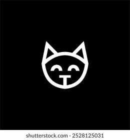 minimalist modern simple flat line art cute cat head face pet shop logo black and white vector