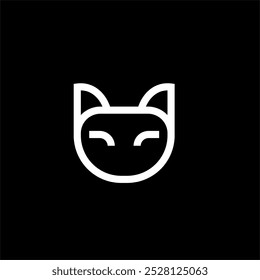 minimalist modern simple flat line art cute cat head face pet shop logo black and white vector