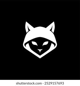 minimalist modern simple flat line art cute cat head face pet shop logo black and white vector