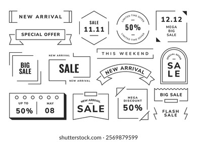 Minimalist modern and simple line geometric frame for sale promotional banner, social media, flyer, poster templates.