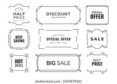 Minimalist modern and simple line geometric frame for sale promotional banner, social media, flyer, poster templates.