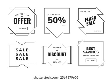 Minimalist modern and simple line geometric frame for sale promotional banner, social media, flyer, poster templates.