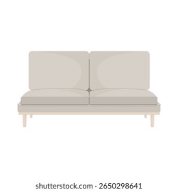 Minimalist modern sofa, background white. Flat design style, perfect for contemporary home decor and furniture illustration.