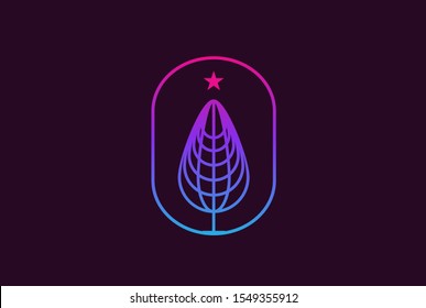 Minimalist modern spruce tree line art logo design vector graphic