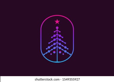 Minimalist modern spruce tree line art logo design vector graphic