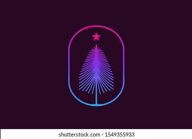 Minimalist modern spruce tree line art logo design vector graphic