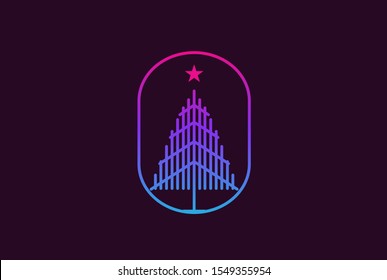 Minimalist modern spruce tree line art logo design vector graphic