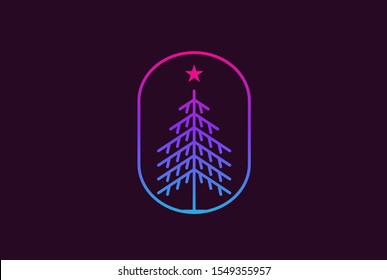 Minimalist modern spruce tree line art logo design vector graphic