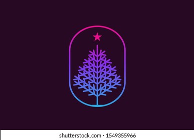 Minimalist modern spruce tree line art logo design vector graphic