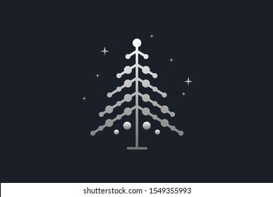 Minimalist modern spruce tree line art logo design vector graphic