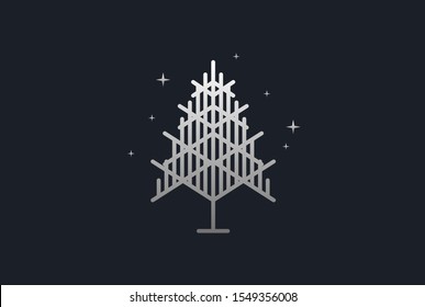 Minimalist modern spruce tree line art logo design vector graphic