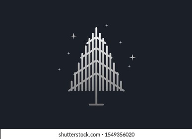 Minimalist modern spruce tree line art logo design vector graphic