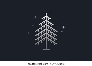 Minimalist modern spruce tree line art logo design vector graphic