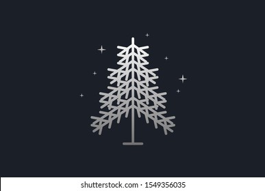 Minimalist modern spruce tree line art logo design vector graphic