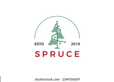 Minimalist modern spruce tree line art logo design vector graphic