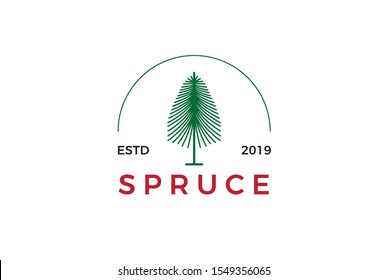 Minimalist modern spruce tree line art logo design vector graphic