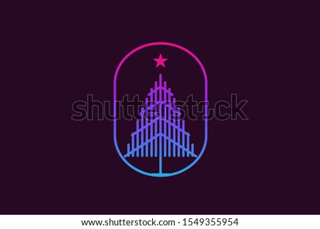 Minimalist modern spruce tree line art logo design vector graphic