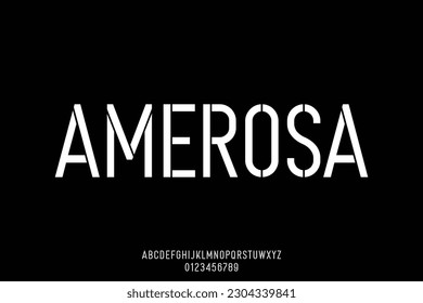 Minimalist modern stencil type display font vector