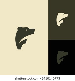 Minimalist modern strong logo Letter Mark Initial F with bear ,polar bear ,grizzly negative space logo design