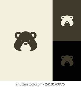 Minimalist modern strong logo Letter Mark Initial A with bear ,polar bear ,grizzly negative space logo design