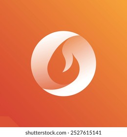 Estilo minimalista e moderno de uma chama em espaço negativo isolado pelo fundo de cor gradiente vermelho em estilo moderno e minimalista para o aplicativo e favicon