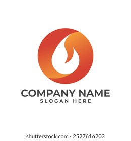 Estilo minimalista e moderno de uma chama em espaço negativo isolado pela cor de gradiente de fogo vermelho em estilo moderno e minimalista para o aplicativo e favicon