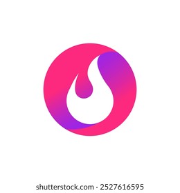 Estilo minimalista y moderno de una llama en espacio negativo aislado por el color degradado rosa y púrpura en estilo moderno y minimalista para el App y favicon