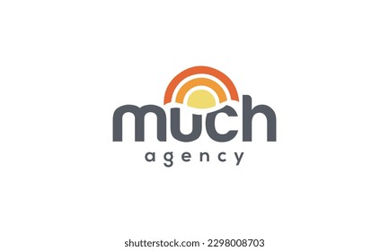 Logotipo de concepto minimalista y moderno basado en el amanecer para el negocio de los complejos vacacionales Beach.