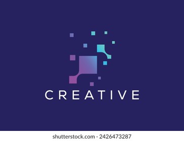 Plantilla de vector de diseño de logotipo de tecnología minimalista y moderna. Logotipo moderno creativo de la tecnología innovadora del alto circuito