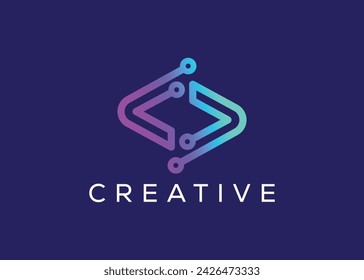 Plantilla de vector de diseño de logotipo de tecnología minimalista y moderna. Logotipo moderno creativo de la tecnología innovadora del alto circuito