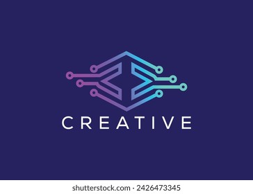 Minimalist and Modern technology logo design vector template. Creative modern Innovative high Circuit technology logo