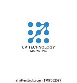 logotipo de tecnología minimalista y moderna con flecha hacia arriba, concepto de marketing