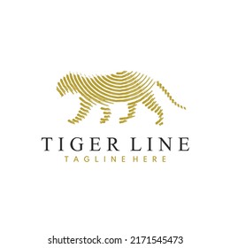 Minimalist modern tiger logo with simple line art design style