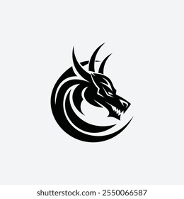 Minimalist Modern Tribal Dragon Tattoo Emblem Logo design