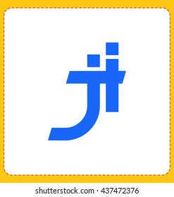 minimalist and modern two letter composition for initial, logo or signature started by j letter