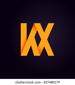 minimalist and modern two letter composition for initial, logo or signature started by K letter