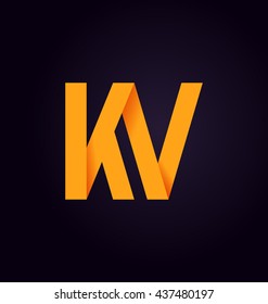 minimalist and modern two letter composition for initial, logo or signature started by K letter