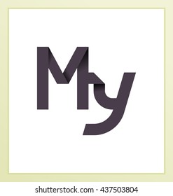minimalist and modern two letter composition for initial, logo or signature started by M letter